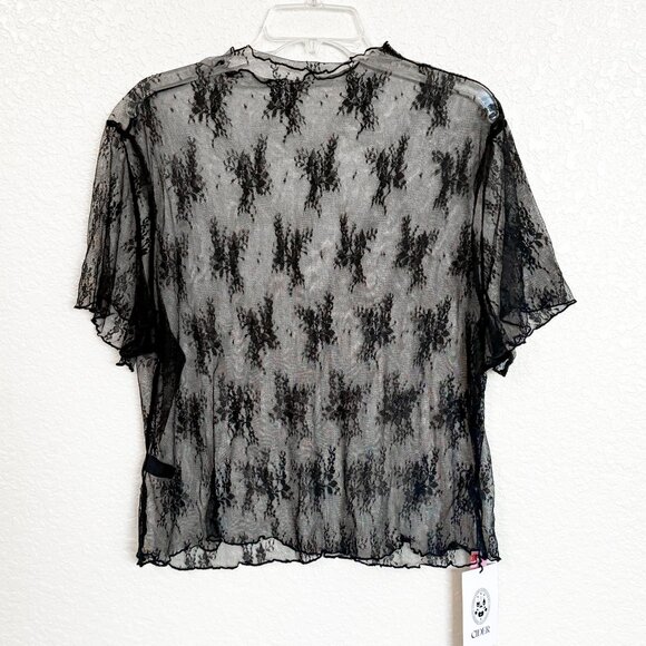 Cider Sheer Floral Lace Top 3XL Black See-Through Romantic Goth Dark Academia - Picture 1 of 6